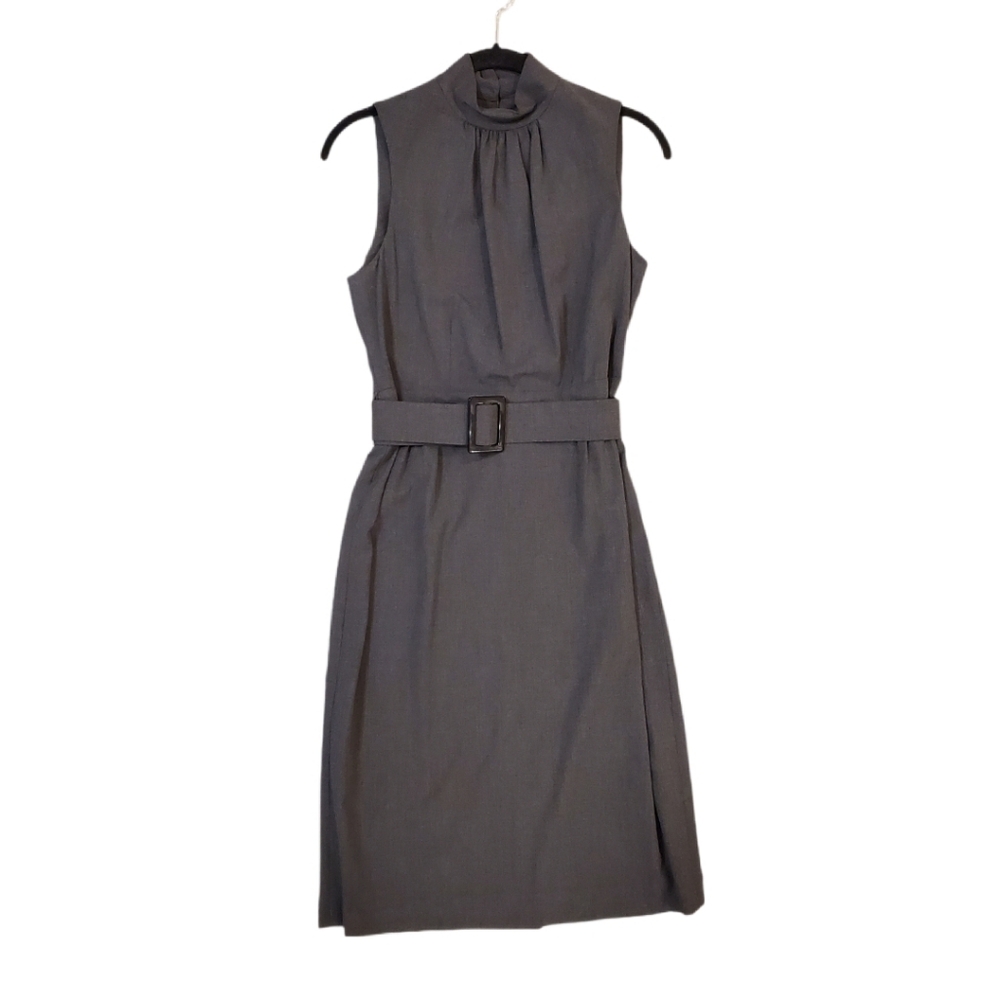 Michael‎ Kors Grey High Neck Sleeveless Belted Dress Size 6